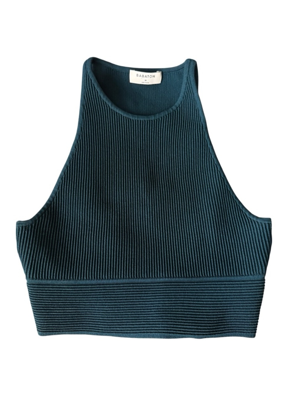 Babaton Aritzia Dark Teal Ribbed High-Neck Rory Crop Tank Size M